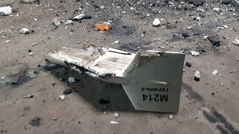 Undated photo by the Ukrainian military shows the remains of what Kiev called an Iranian Shahed drone ©  AP/Ukrainian military's Strategic Communications Directorate