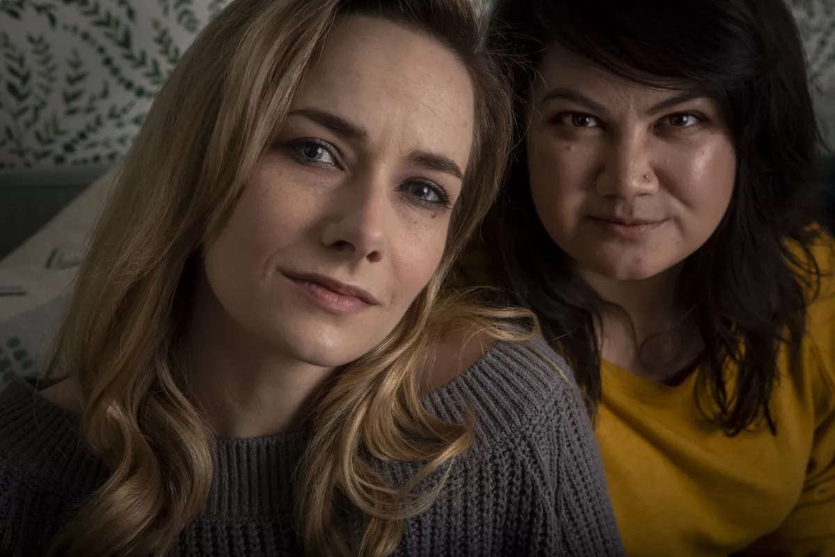 TV writers Deirdre Mangan, left, and Liz Alper, shown in 2019, are activists working to bring attention and change to the low wages and grueling hours faced by Hollywood assistants. (Francine Orr / Los Angeles Times)