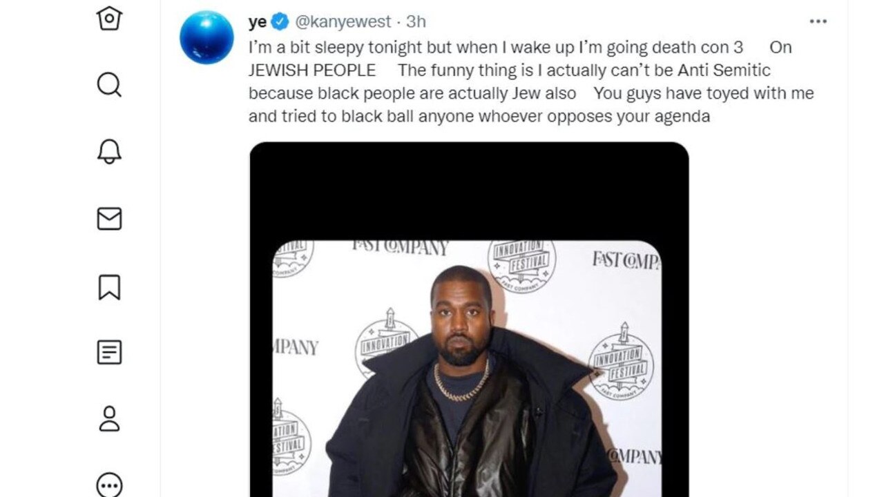 A tweet from Kanye West has been removed.