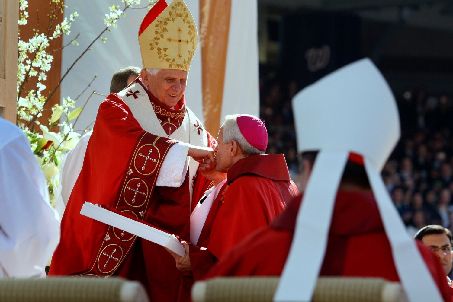 Pope Benedict XVI celebrating Mass in Washington in 2008. Credit...Doug Mills/The New York Times