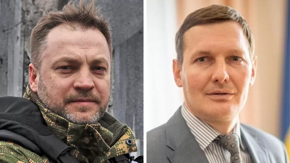 GETTY / UKRAINE MFA - Interior Minister Denys Monastyrsky and first deputy minister Yevhen Yenin