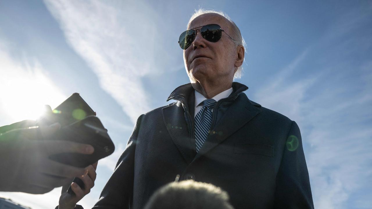 US President Joe Biden speaks to reporters in Maryland after fighter pilots took down what the US believed was a Chinese surveillance balloon. Picture: Andrew Caballero-Reynolds / AFP
