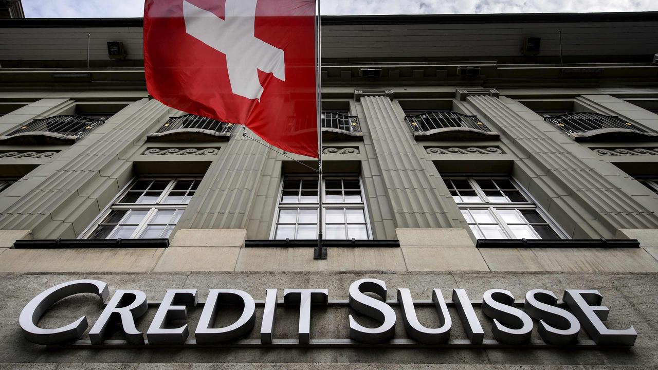 Credit Suisse shares are plunging rapidly. (Photo by Fabrice COFFRINI / AFP)