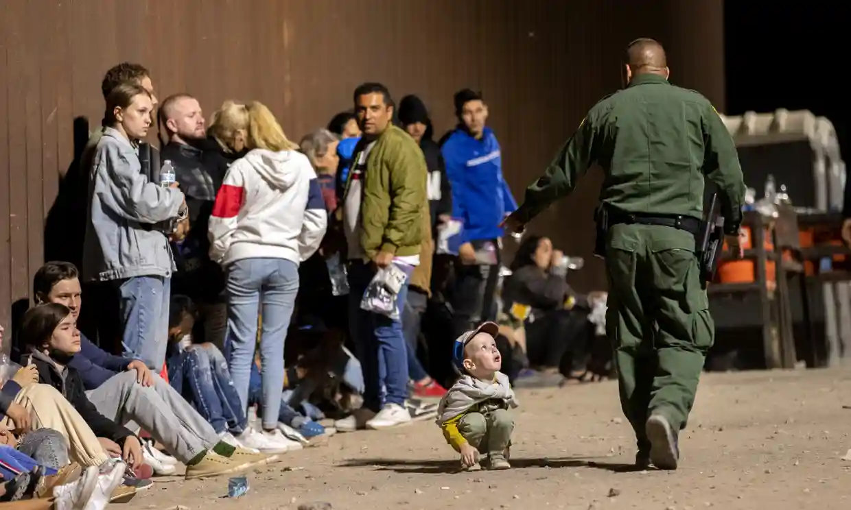 Some Russian asylum seekers have entered the US across the border from Mexico. Photograph: Étienne Laurent/EPA