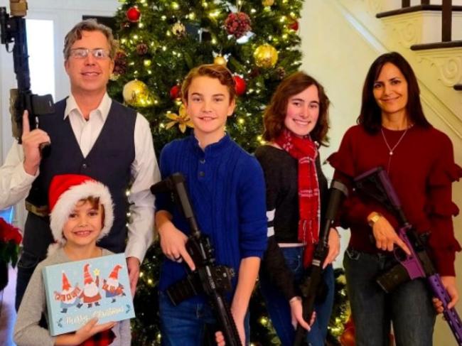Tennessee Congressman Andy Ogles and his family in 2021. His district includes the school that was attacked on Monday. Merry Christmas!