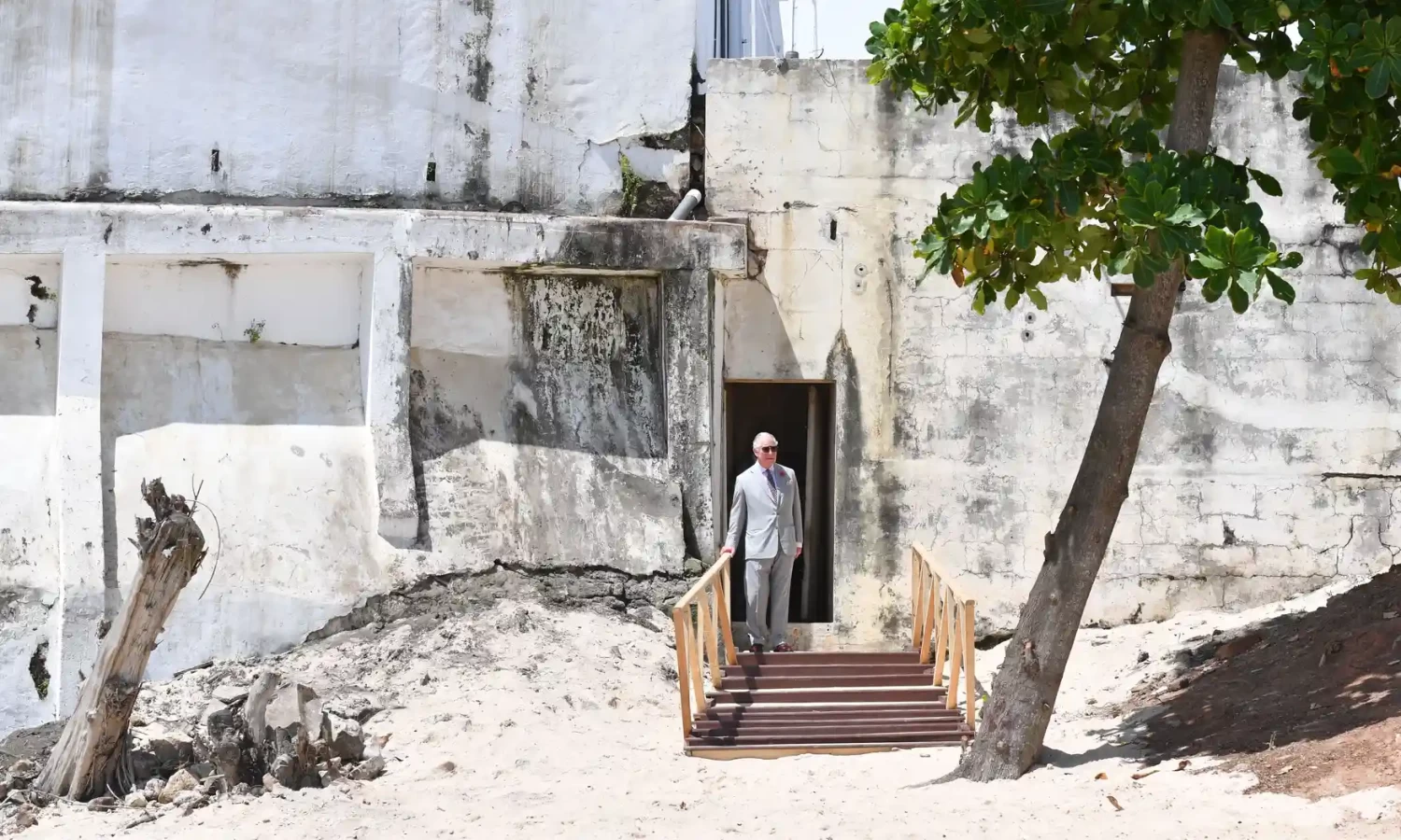 Charles visits Christainborg Castle in Osu, which operated as a slave trade fort. Photograph: Tim Rooke/Rex/Shutterstock