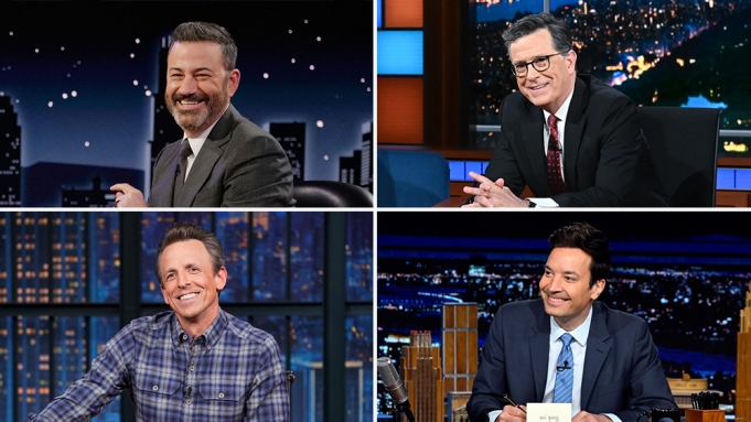 Late Night Hosts Colbert Kimmel Fallon Meyers social