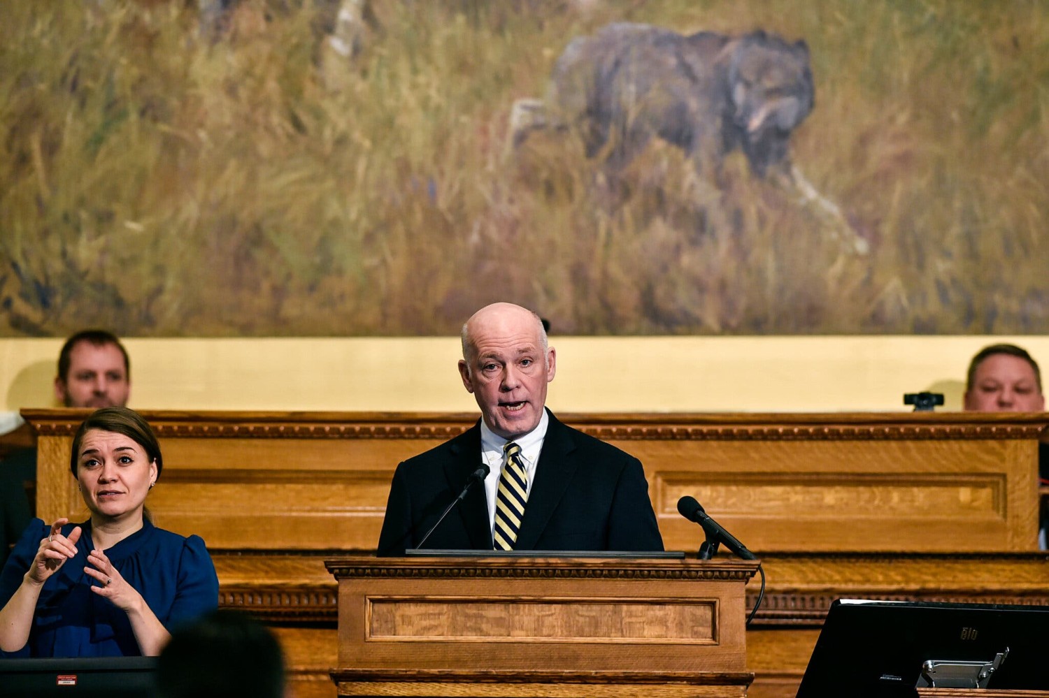 Gov. Greg Gianforte of Montana, shown in January, signed the country’s first statewide ban of TikTok on Wednesday.Credit...Thom Bridge/Independent Record, via Associated Press