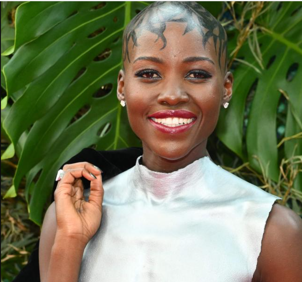 The Black Panther star wore a custom breastplate moulded from her own chest. Picture: ANGELA WEISS / AFP