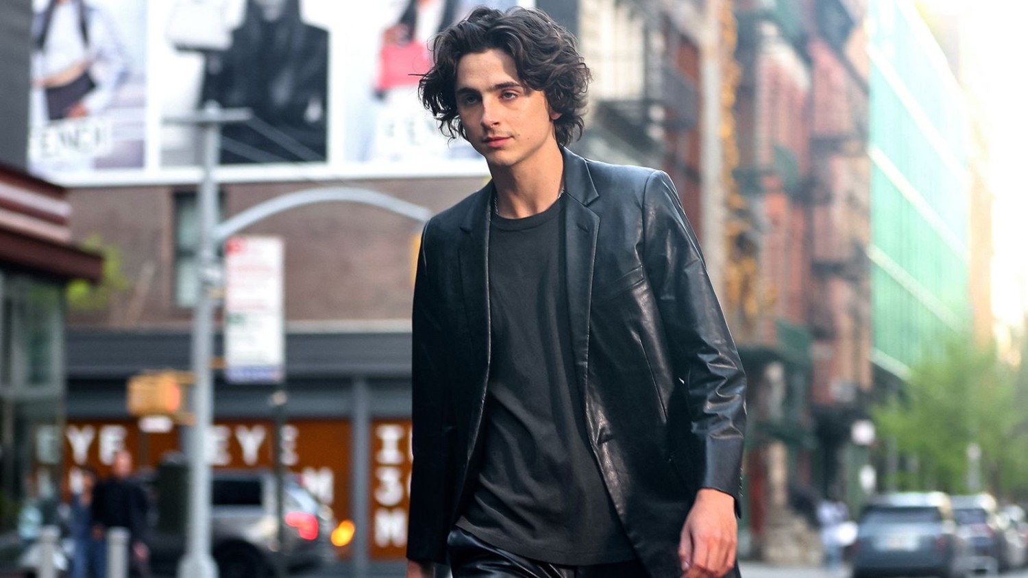 Timothée Chalamet is seen on the set of a commercial in New York City.
