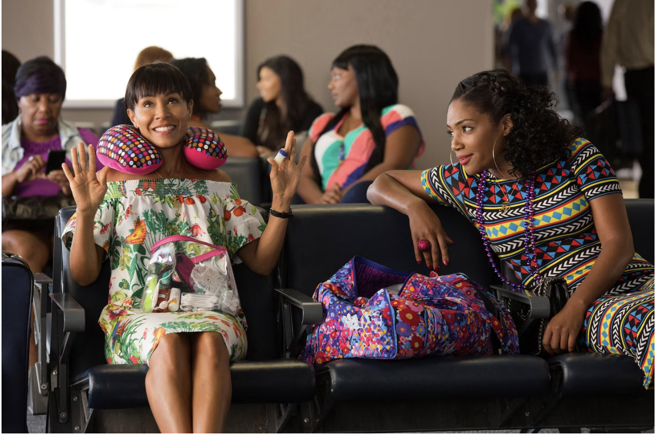 Haddish, right, in her 2017 breakout role as Dina in “Girls Trip,” with Jada Pinkett Smith. (Michele K. Short/Universal Pictures/Kobal/Shutterstock)