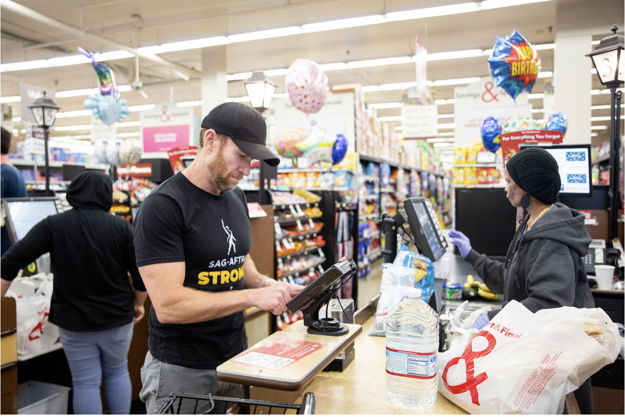 Josh Hooks has to be mindful of his budget when he shops for food. (Allison Zaucha for The Washington Post)