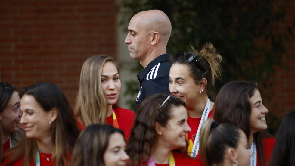 President of the Royal Spanish Football Federation Luis Rubiales during a ceremony celebrating Spain’s Women World Cup victory at Moncloa Palace, Madrid on August 22, 2023. © Juan Medina, Reuters