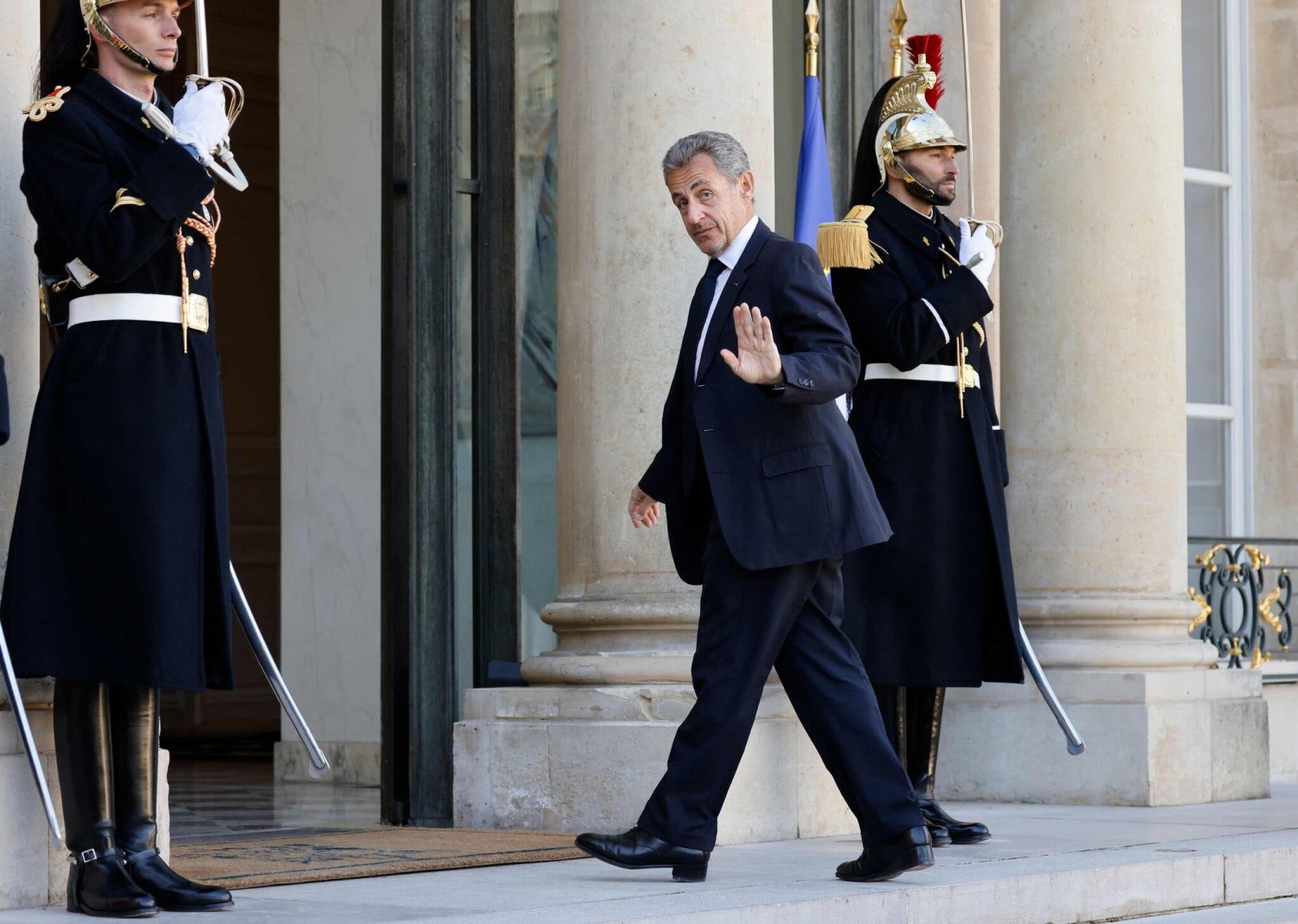 Former President Nicolas Sarkozy of France arriving for a meeting on the Russian attack of Ukraine in Paris in February 2022.Credit...Ludovic Marin/Agence France-Presse — Getty Images