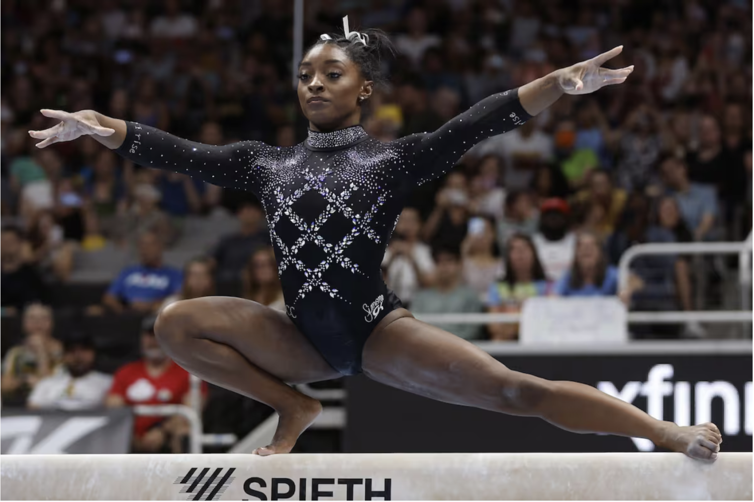Simone Biles at the U.S. Gymnastics Championships in San Jose on Sunday. (John G Mabanglo/EPA-EFE/Shutterstock)