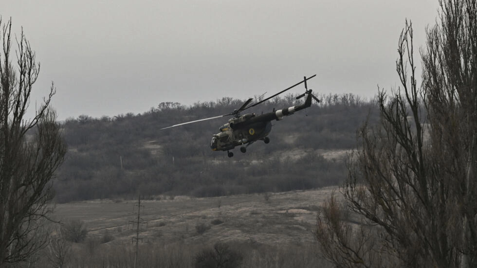 File photo showing an Mi-8 helicopter flying in eastern Ukraine on March 10, 2023. © Aris Messinis, AFP