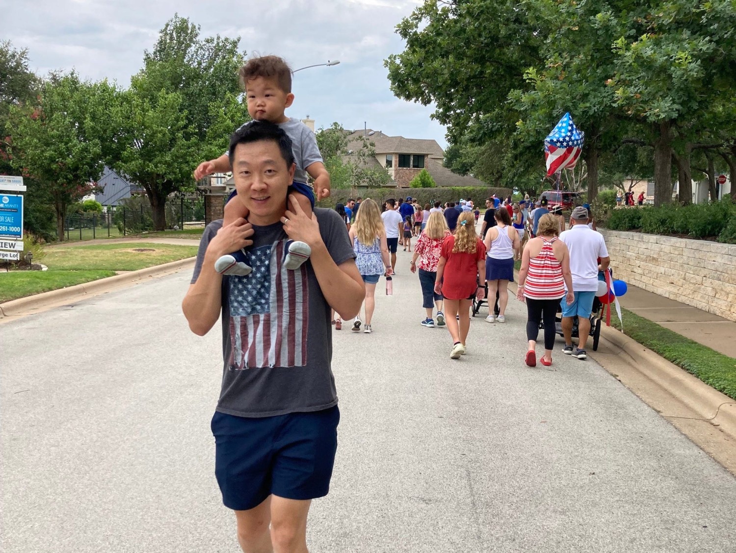 Pengyu Cheng and his son celebrating Independence Day in Texas. Courtesy of Pengyu Cheng.