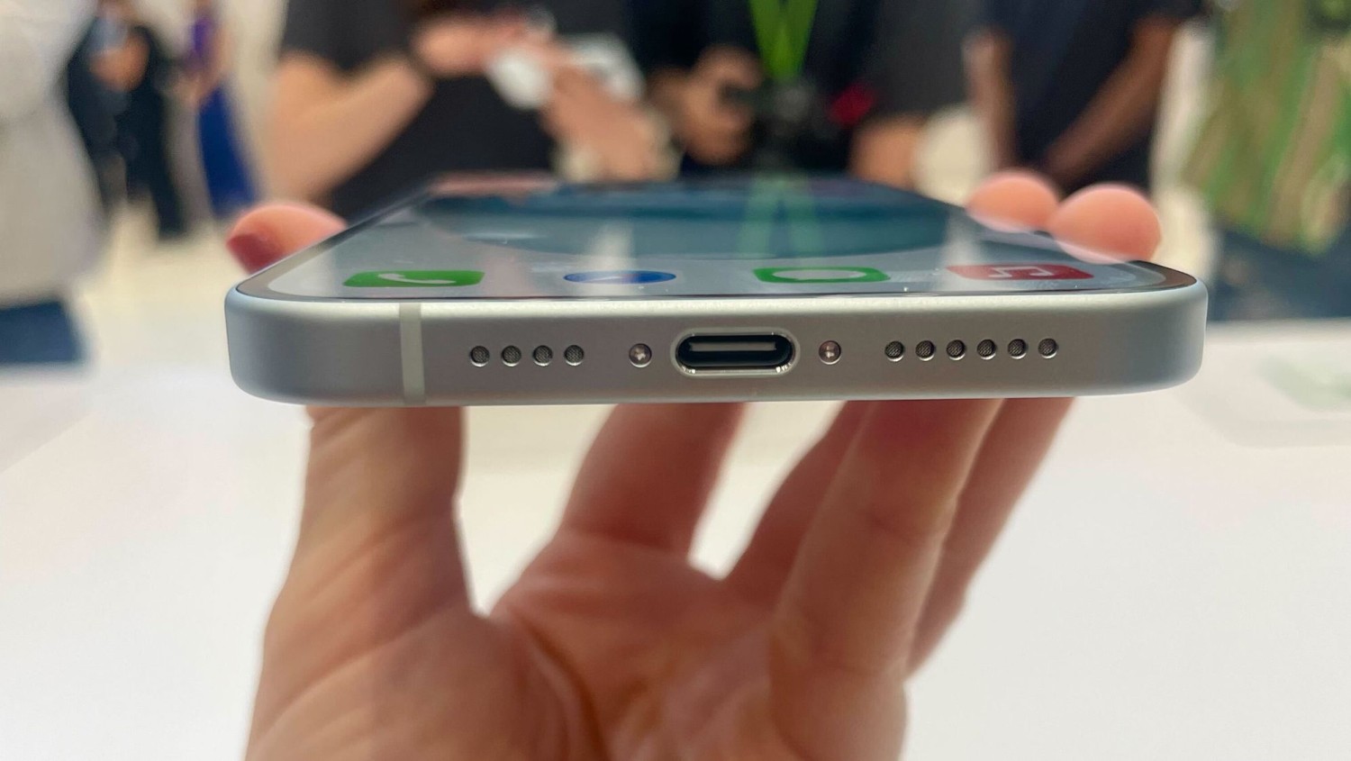 The new iPhone 15 models will now use a USB-C charging cord, ending an 11-year run with Apple's proprietary lightning charging cable. Samantha Kelly/CNN