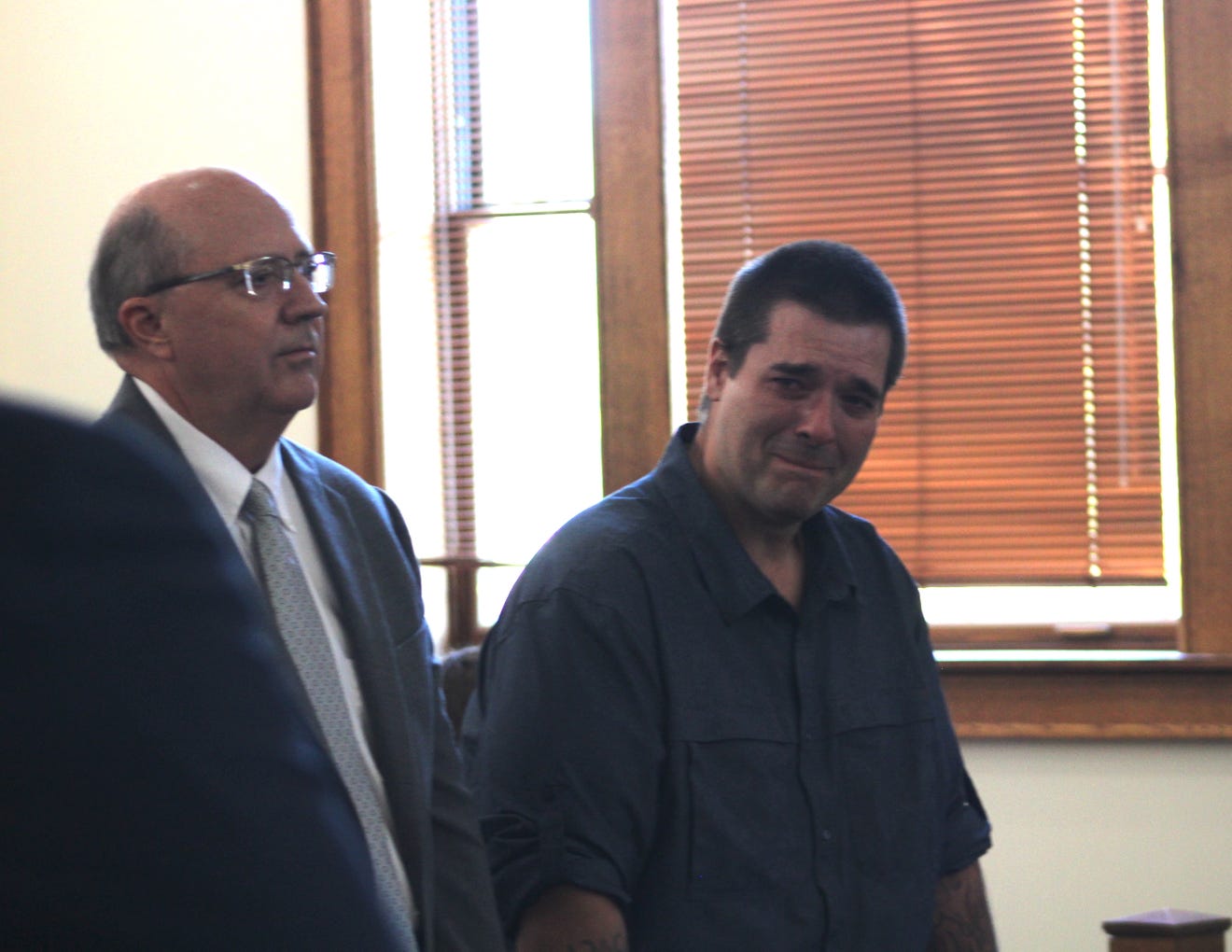 Eric Molitor in tears when the not guilty verdict was read in the Antrim County courthouse on Sept. 15.