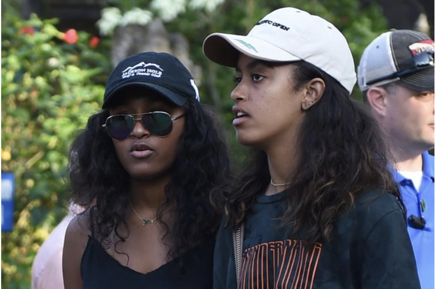 Sasha and Malia together. Picture: Sonny Tumbelaka/AFP