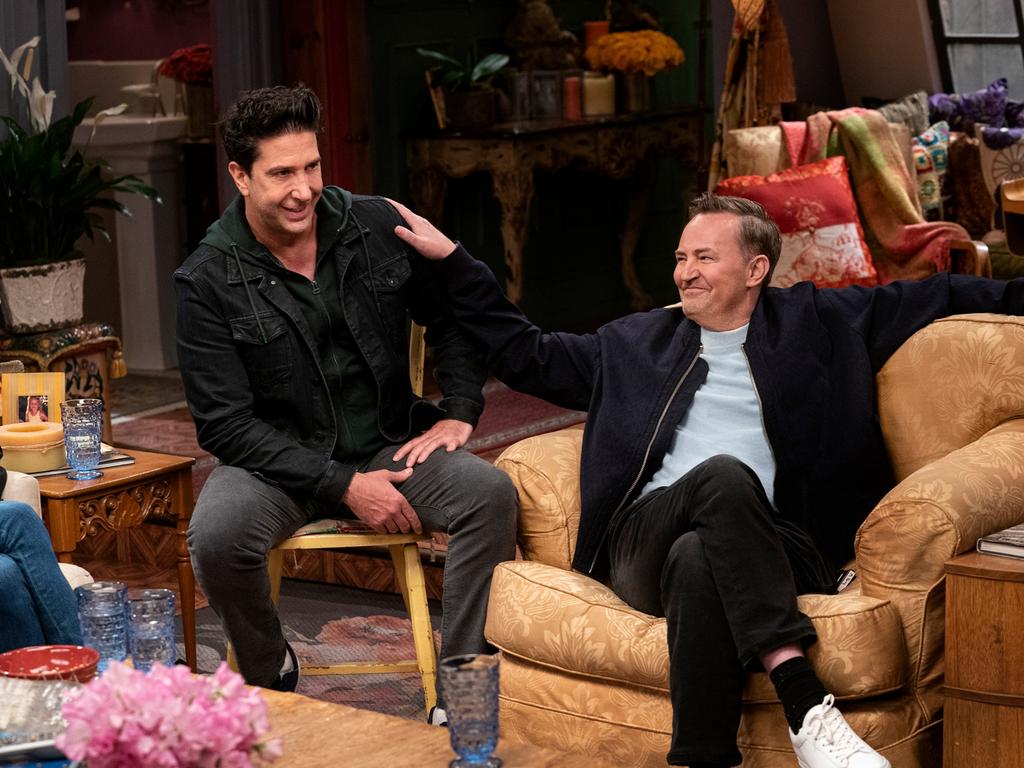 David Schwimmer with Perry during the Friends reunion. Picture: Terence Patrick