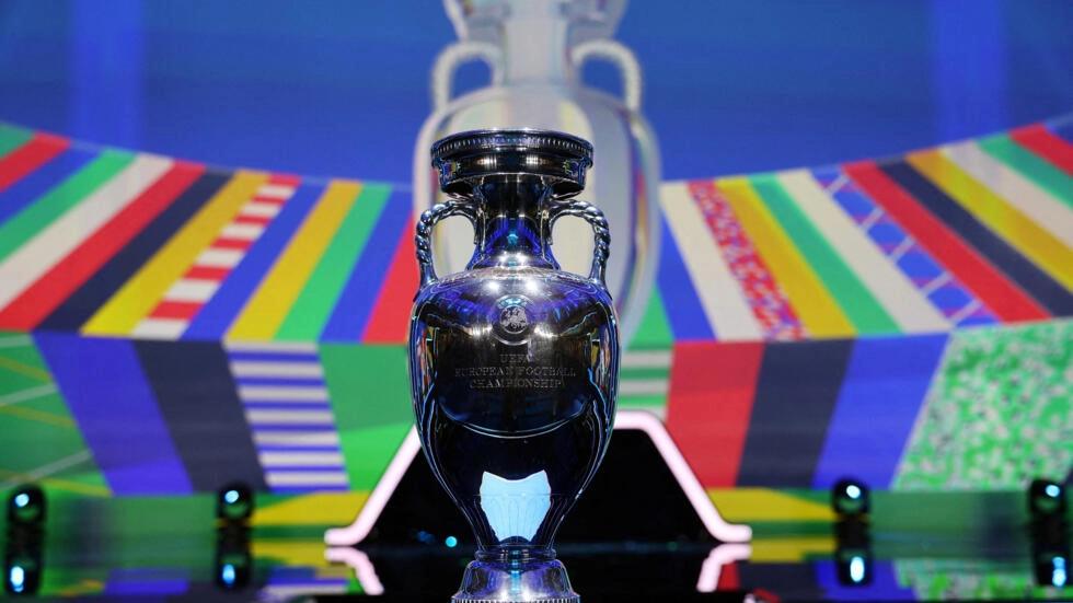 The European Championship trophy photographed during the Euro 2024 qualifying draw. © Kai Pfaffenbach, Reuters