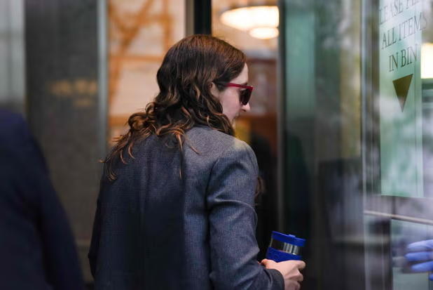 Sam Bankman-Fried's former girlfriend, Caroline Ellison, enters the Manhattan federal court on 10 October 2023. Photograph: Bryan R Smith/AFP/Getty Images