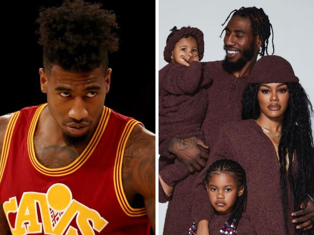 Iman Shumpert in his playing days and alongside Taylor and his family. Photos: Getty Images/Instagram
