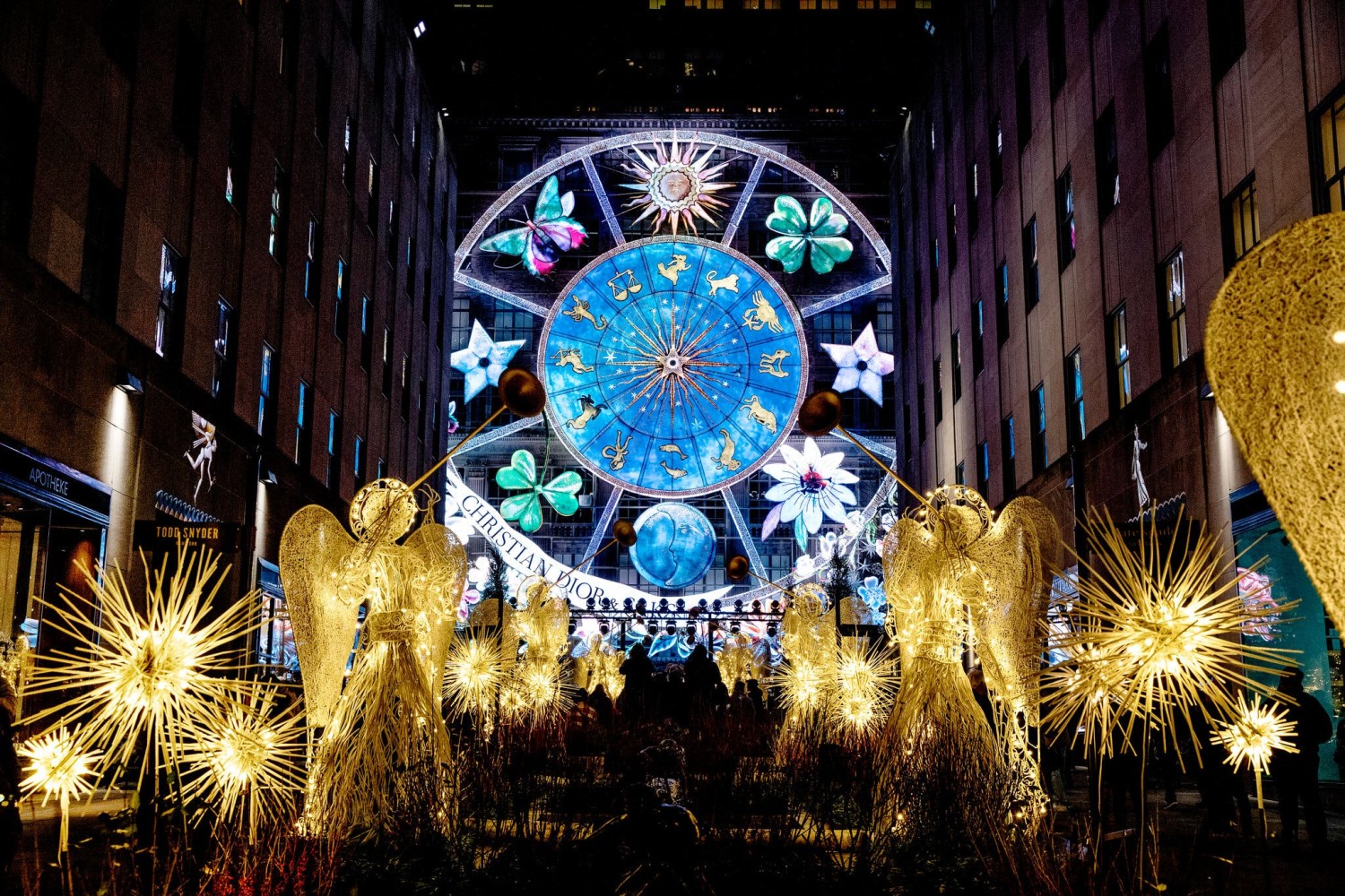 The light display on the facade at Saks Fifth Avenue on Monday night.Credit...