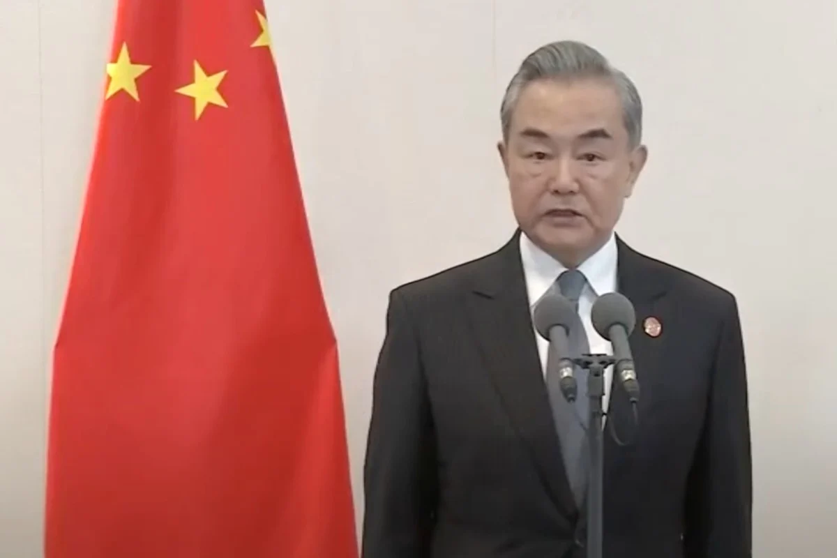 Chinese Foreign Minister Wang Yi speaks to reporters after the Xi-Biden summit. Photo: CCTV
