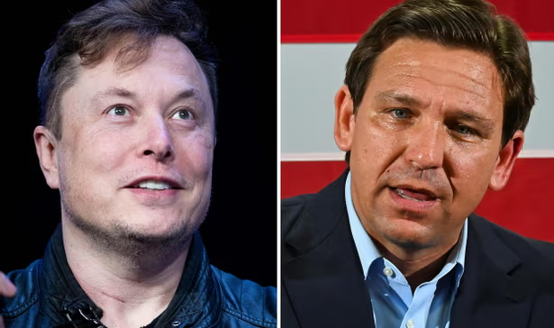 Elon Musk, right, and Florida governor Ron DeSantis. Composite: AFP/Getty Images