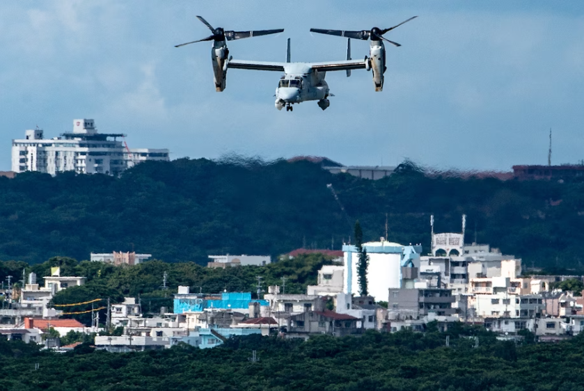 An Osprey at the U.S. Marine Corps Air Station Futenma in Japan's Okinawa prefecture last year. (Philip Fong/AFP/Getty Images)