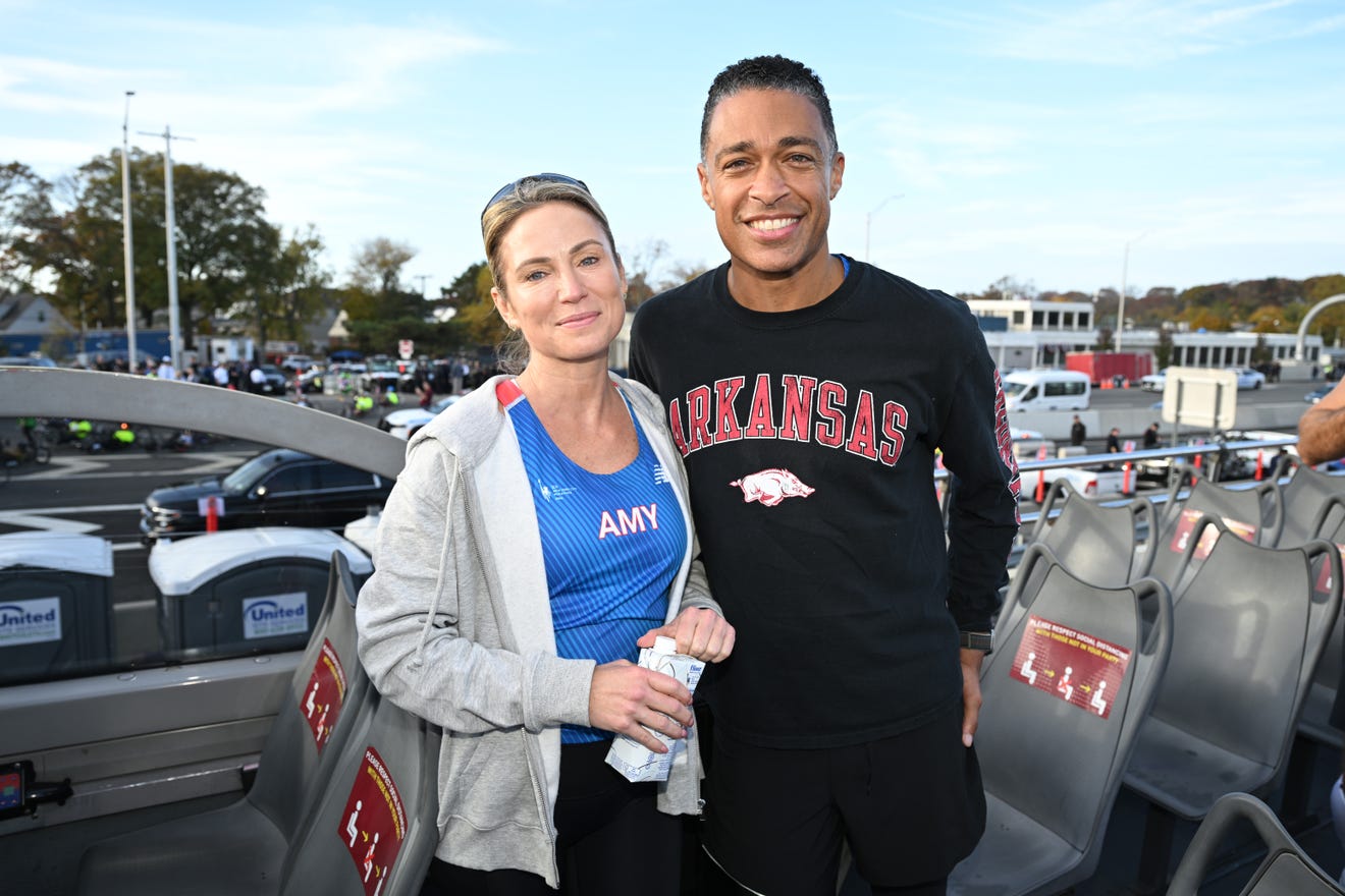 Amy Robach and TJ Holmes address why they kept quiet amid affair allegations. Credits: Bryan Bedder, New York Road Runners Via Getty Image