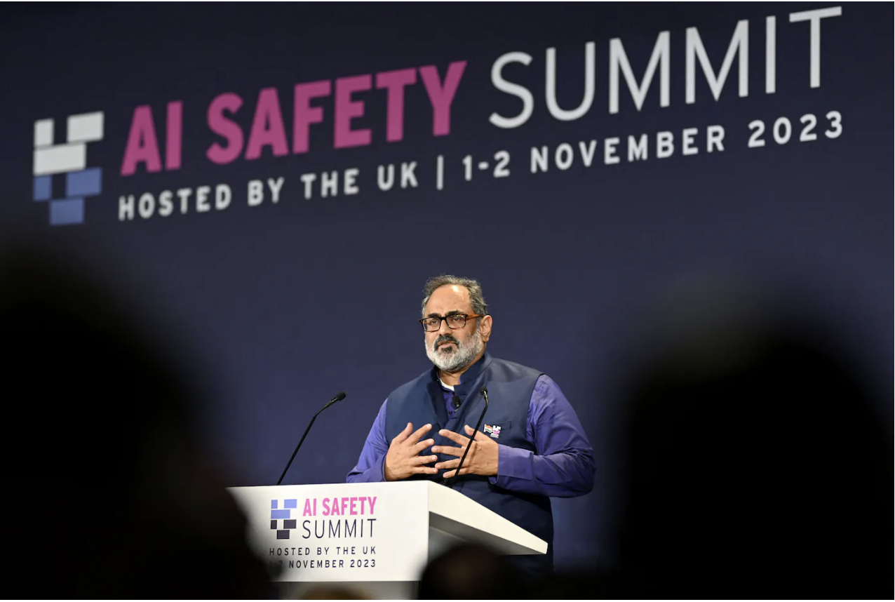 Rajeev Chandrasekhar, the deputy minister of electronics and information technology, announced Oct. 31 that the government had launched a probe into Apple’s threat notifications and the company’s “claims of being secure.” (Leon Neal/AFP/Getty Images)