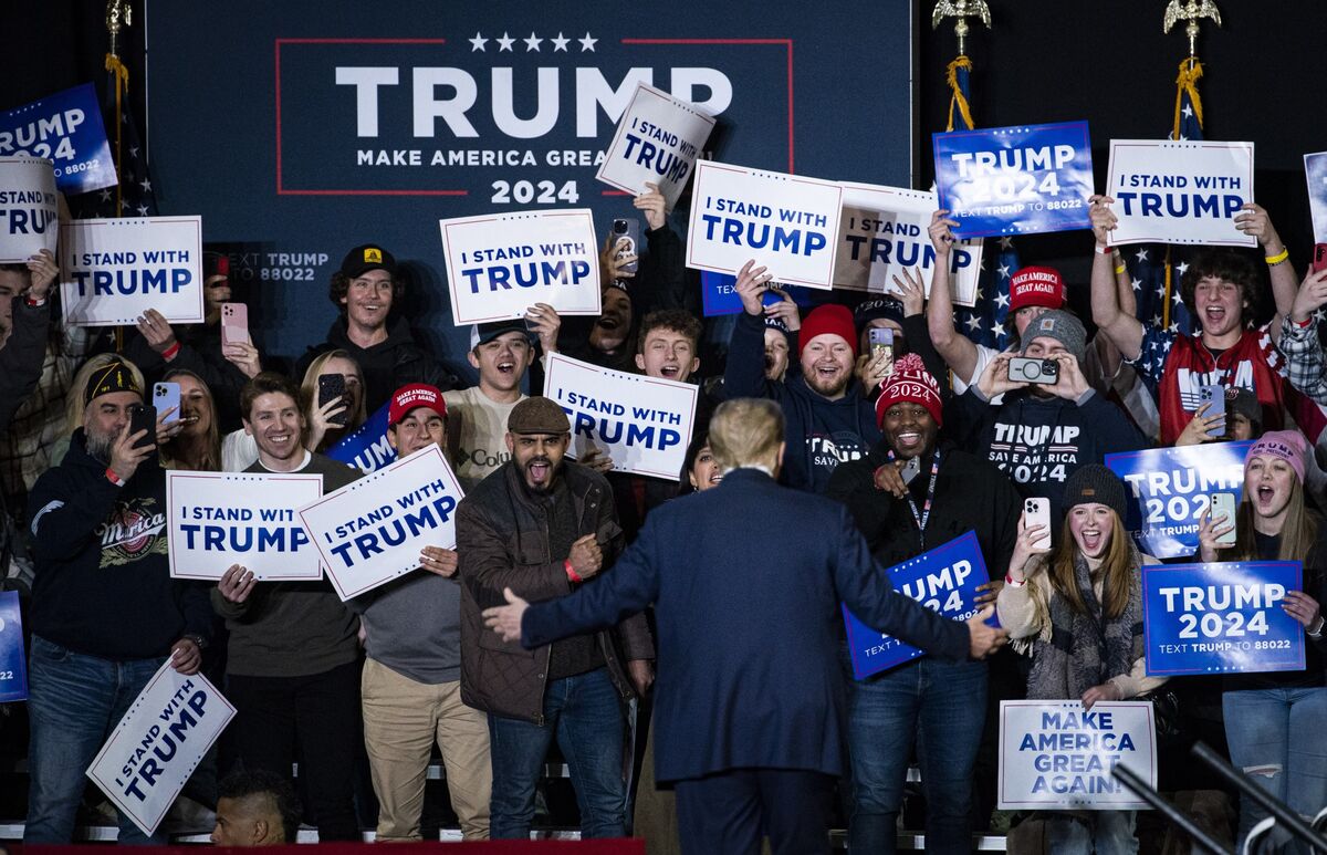 Donald Trump during a campaign event in Manchester, New Hampshire, US, on jan. 20.Photographer: Al Drago/Bloomberg