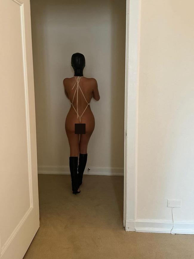 This troubling shoot saw Bianca cooking, nearly naked and wearing a hood. Picture: Instagram