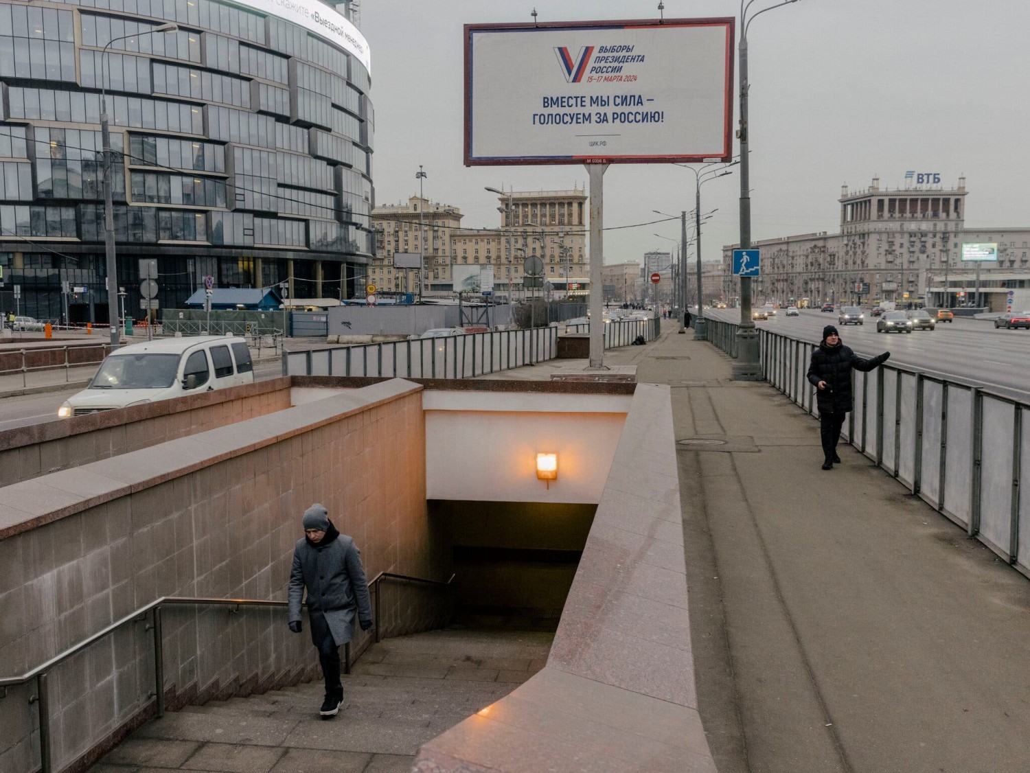 A presidential election poster in Moscow on Sunday. Credit...Nanna Heitmann for The New York Times