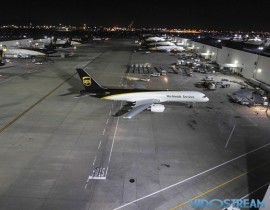 Airplanes line up on the tarmac at UPS' Worldport. The shipping facility sees a huge increase in activity and quantity this time of year. November 30, 2017
