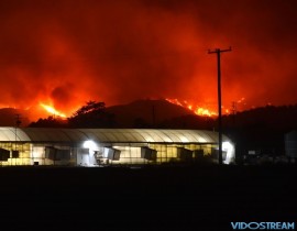 The Thomas Fire burns in the hills above Santa Paula on Dec. 4, 2017