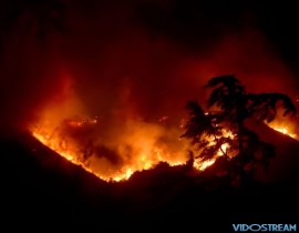 The Thomas Fire burns in the hills near Steckel Park in Santa Paula on Dec. 4, 2017.