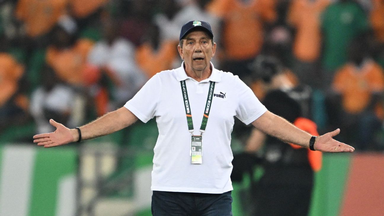 Ivory Coast coach Jean-Louis Gasset was all out of answers against Equatorial Guinea, saying afterwards, 'We tried everything, I think we gave everything, but in situation like this, there’s not a lot to say or do.” ISSOUF SANOGO/AFP via Getty Images